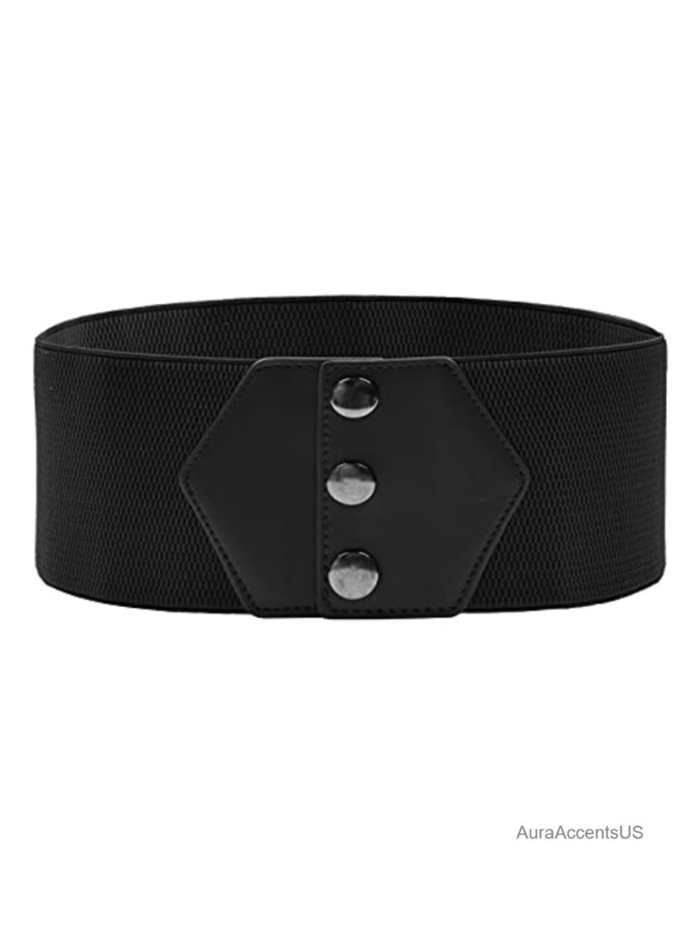 Wide Elastic Vintage Corset Belt with Snap-Button Waistband